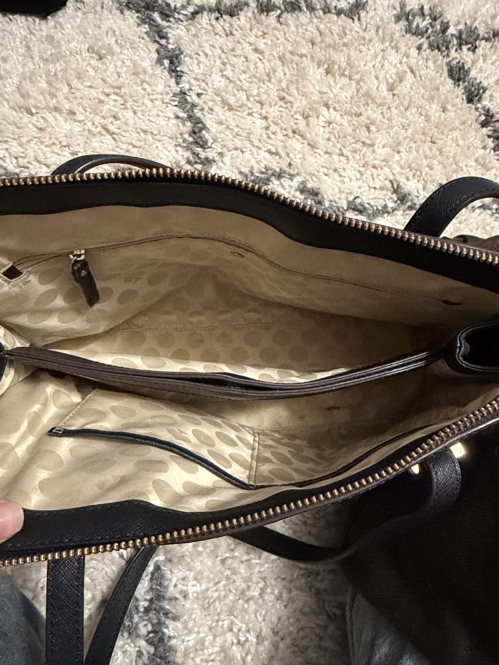 kate spade black leather satchel with gold hardware - Picture 4 of 6